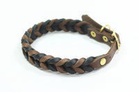 Bellepet Fettleder-Halsband "Braidy bicolor" mit Schnalle - Messing