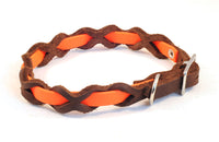 Bellepet Halsband "Braidy Farbrausch" Chrom mit dunkelbraunem Leder