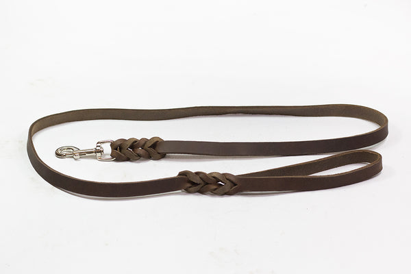 Bellepet Fettlederleine extra breit - 1m mit Handschlaufe - Edelstahl
