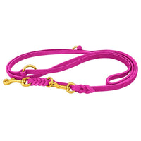 Verstellbare Fettleder-Verlängerungsleine in Pink, zwei Karabiner und zwei O-Ringe aus Messing