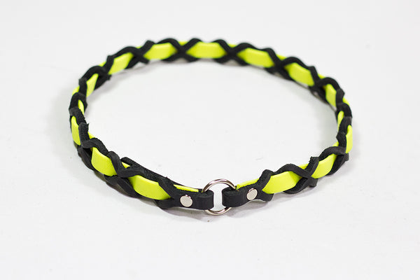 Bellepet Halsband "Farbrausch light" Chrom mit schwarzem Leder