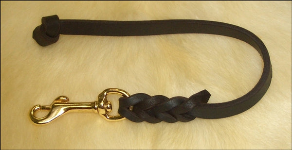 Bellepet Kurzführer aus Fettleder 30cm mit Knoten - Messing