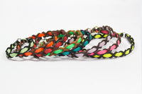 Bellepet Halsband "Farbrausch light" Messing mit dunkelbraunem Leder