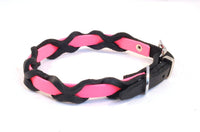 Bellepet Halsband "Braidy Farbrausch" Chrom mit schwarzem Leder